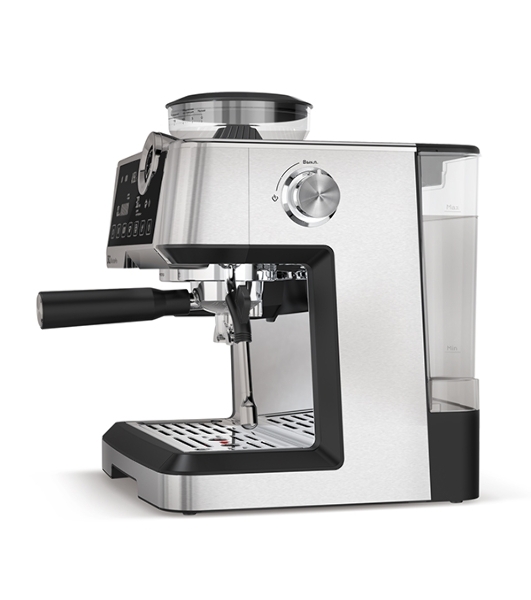Кофеварка рожковая BQ CM5002 серебристый/черный, исп. кофе - зерновой/молотый, 2,8 л, 2400 Вт, 19 бар
