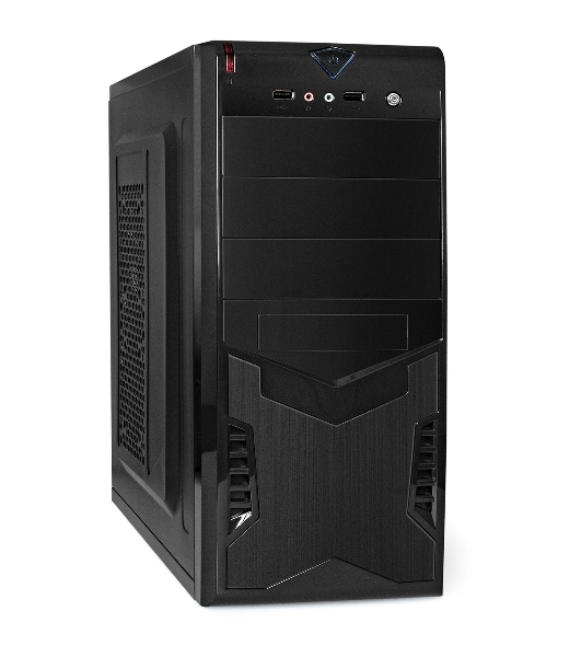 Компьютерный корпус Miditower ExeGate CP-601-UNS450 (ATX, БП UNS450 с вент. 12см, 2*USB, аудио, черный)