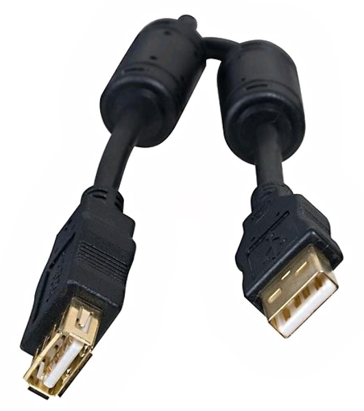 Кабель 5bites UC5011-030A USB2.0, AM/AF, зол.разъемы, ферр.кольца, 3м., черный