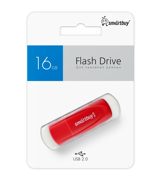 Флешка USB Smartbuy Scout Red (SB016Gb2SCR), 16Gb, USB 2.0, R/W 15/8, красный