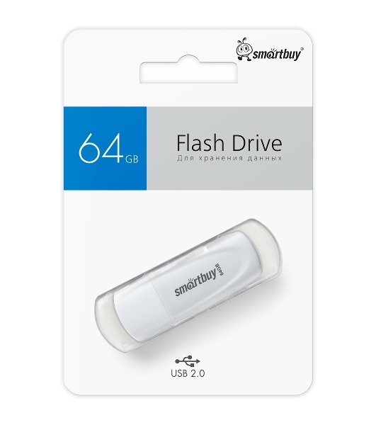 Флешка USB Smartbuy Scout White (SB064Gb2SCW), 64Gb, USB 2.0, R/W 15/8, белый
