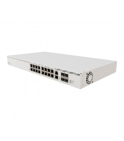 Коммутатор MikroTik CRS320-8P-8B-4S+RM Cloud Router Switch with dual-core 800 MHz CPU, 256 MB RAM, 98DX226S switch chip, 17 x Gigabit Eth ports (8 x 802.3af/at, 8 x 802.3bt PoE-out), 4 x 10G SFP+ ports, RouterOS L5, 1U rackmount enclosure, 600W PSU