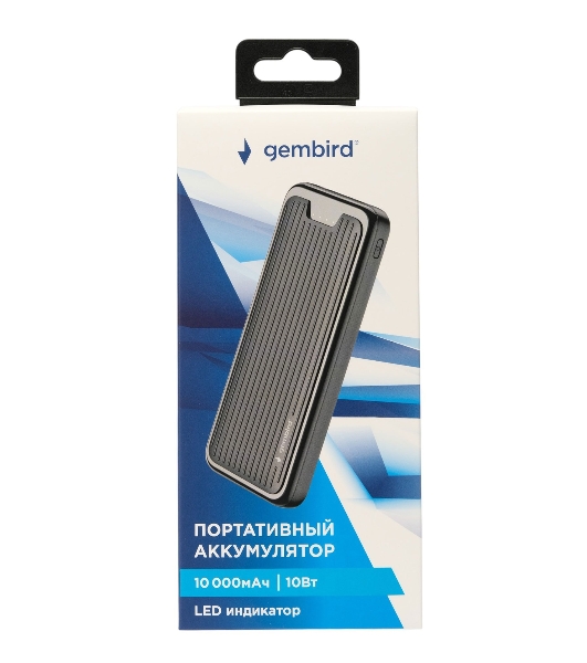 Портативный аккумулятор Gembird GPB-10, 10000мА·ч, 2A, черный