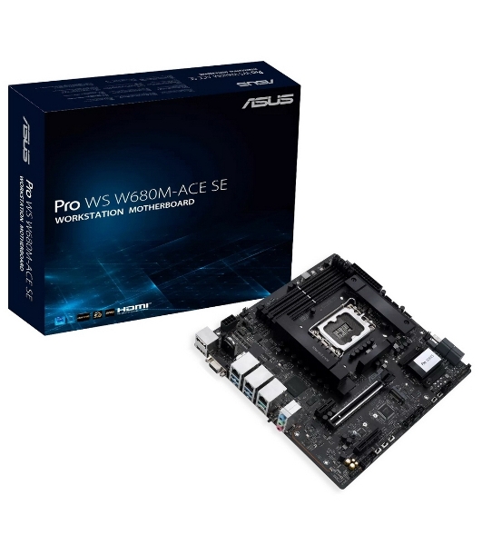 Материнская плата Asus PRO WS W680M-ACE SE, LGA1700, Intel W680, 4xDDR5, 8xSATA, 2xM.2, 1xPCIe 5.0 x16, 1xPCIe 3.0 x4, 1xPCIe 3.0 x1, 1xDP, 1xHDMI, 1xVGA, 3x2.5Gb LAN, 1xUSB-C 10Gbps, 1xUSB-A 10Gbps, 4xUSB-A 5Gbps, 3x3.5 мм, 7.1, mATX