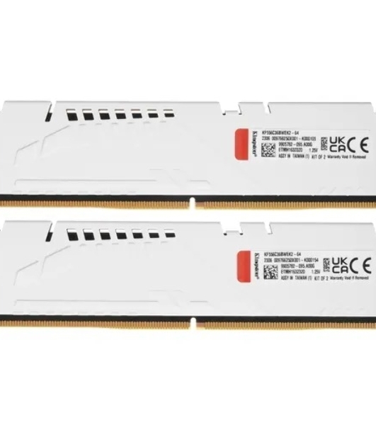 Оперативная память Kingston Fury Beast, DDR5, 64Gb (2x32 GB), 5600 MHz, CL36, DIMM, радиатор, белый