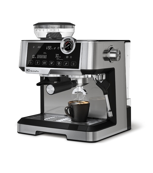 Кофеварка рожковая BQ CM5002 серебристый/черный, исп. кофе - зерновой/молотый, 2,8 л, 2400 Вт, 19 бар