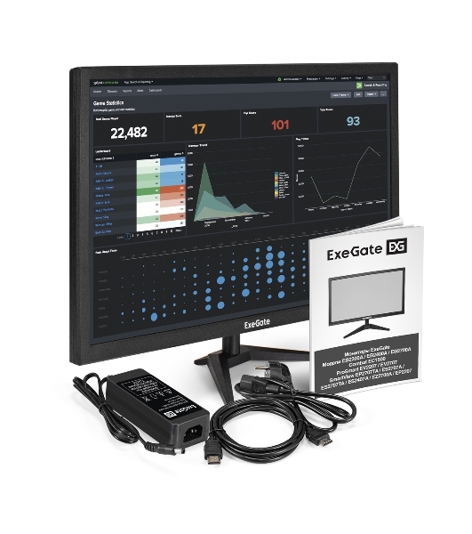 Монитор 27' ExeGate EB2700A VA 1920x1080, 75 Гц, 5 мс, 16:9, 200 кд/м², 1xHDMI, 1xVGA, черный