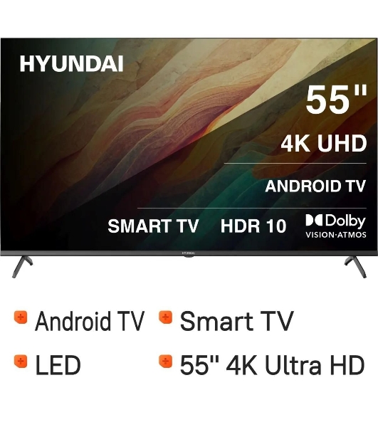 Телевизор Hyundai 55' H-LED55BU7009 черный LED UHD 60Hz Smart TV
