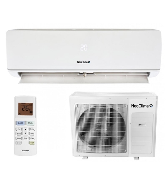 Кондиционер сплит-система Neoclima NS/NU-HAX07R 7000 BTU, 22 м², 26/40 дБ, охлаждение, обогрев, осушение, белый
