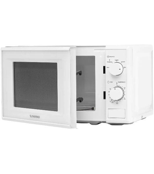 Микроволновая печь SunWind SUN-MW051 белый, 20 л, 700 Вт, переключатели - поворотный механизм