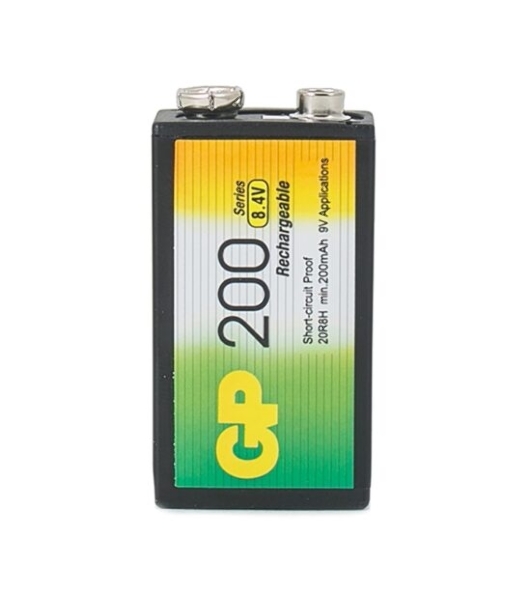 Батарейка аккумуляторная GP, Крона (20R8H, 6F22), Ni-Mh, 200 mAh, 1 шт., в блистере, 20R8H-2CRU1