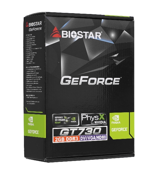 Видеокарта Biostar NVIDIA GeForce GT 730 2Gb PCI-E GT730-2Gb D3 LP (GF108) 128bit GDDR3 700/1333 DVIx1 HDMIx1 CRTx1 HDCP Ret low profile