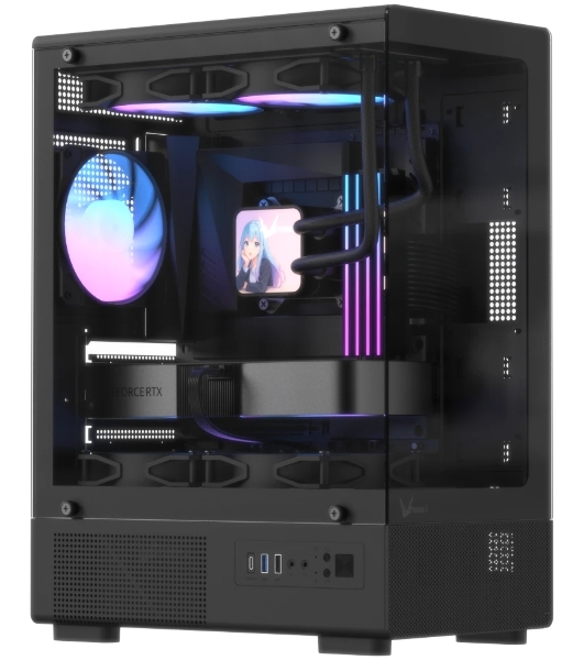 Корпус Formula Crystal Z1CM Plus AR v2 черный без БП mATX 5x120мм 1xUSB3.0 audio bott PSU