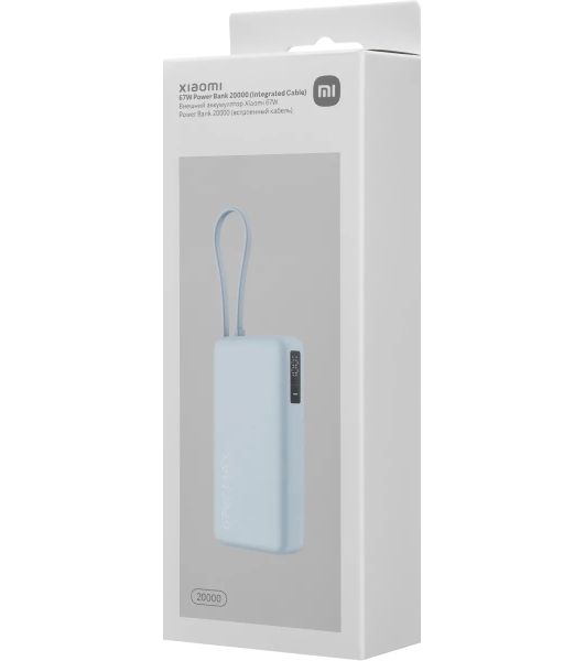 Портативный аккумулятор со встроенным кабелем Xiaomi 67W Power Bank 20000 (Integrated Cable) Ice Blue (BHR08O8GL)