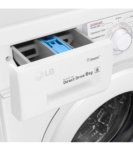 Стиральная машина LG F12M7NDS1 белый, загрузка фронтальная 6 кг, 1200 об/мин, класс A