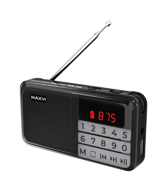 Радио FM-приемник Maxvi PR-02 черный. Цифровой приемник Maxvi PR-02 предназначен для прослушивания радио и музыки. Миниатюрный Maxvi PR-02 - удобный в переноске и помещается в карман. Можно использовать карты памяти microSD и внешний USB-накопитель для воспроизведения музыки, а также аудиокниг. Благодаря функции автоматического поиска гаджет может самостоятельно находить доступные радиостанции и сохранять их в памяти
