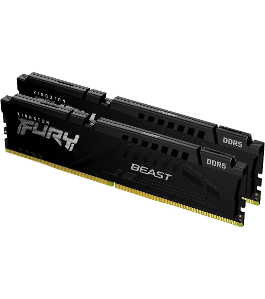 Оперативная память Kingston Fury Beast Black, DDR5, 64GB (2x32GB), 5200 MHz, CL40, с радиатором, чёрный