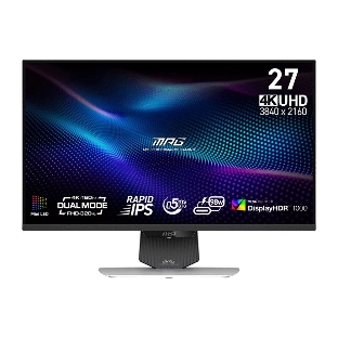 Монитор 27' MSI MPG 274URDFW E16M Rapid IPS 3840x2160, 160 Гц, 0.5 мс, 16:9, 400 кд/м², 2xHDMI 2.1, DP 1.4a, USB-C (98 Вт), 3.5 Jack, USB Hub (2x USB), Adaptive-Sync, белый