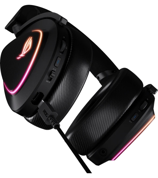 Гарнитура ASUS ROG Delta II чёрный, беспроводная + проводная, Bluetooth, подсветка