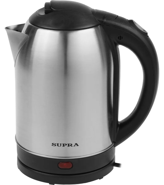 Электрочайник SUPRA KES-1821 серебристый/черный, 1.8 л, 1500 Вт, скрытый нагревательный элемент