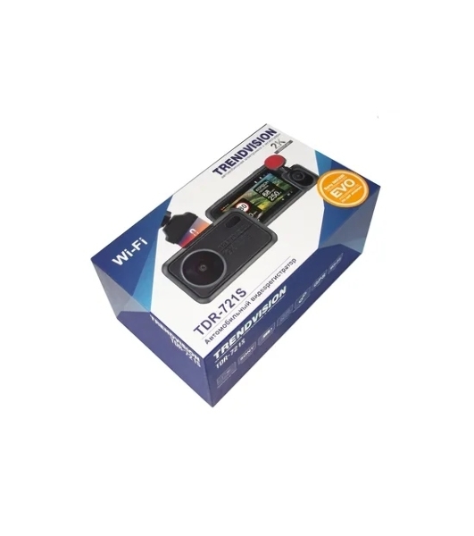 Видеорегистратор TrendVision TDR-721S EVO PRO, 2304x1296, 3', с камерой заднего вида, GPS/ГЛОНАСС, Wi-Fi, G-сенсор, датчик движения, GPS-информатор