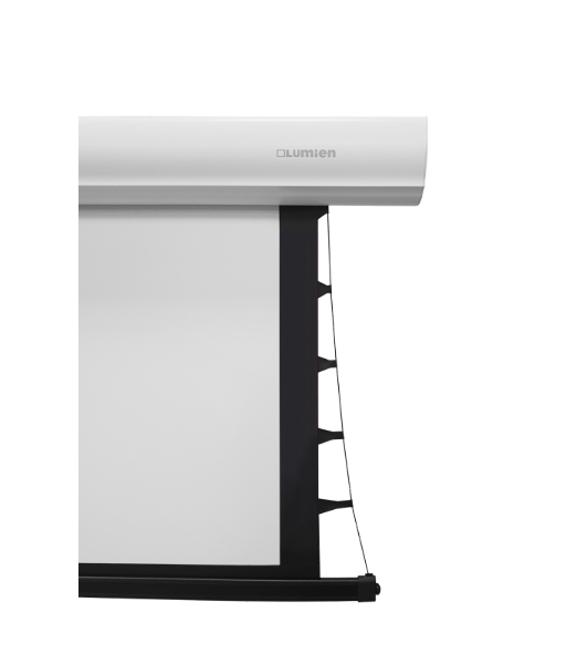Экран с электроприводом Lumien Cinema Control 185x243 см (раб.область 132х235 см) (106') Matte White FiberGlass черная кайма по периметру, доп.черная область 47 см, триггер., RS232, IR, RF управл. в комплекте, белый корпус 16:9