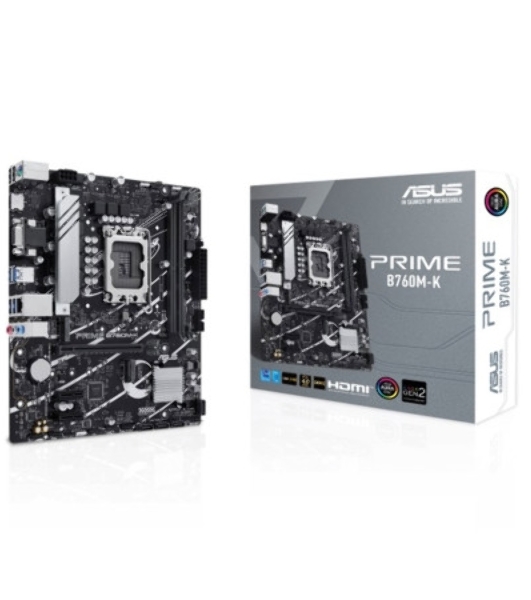 Материнская плата ASUS PRIME B760M-K, LGA 1700, Intel B760, 2xDDR5, 4xSATA, 2xM.2, 1xPCIe 4.0 x16, 2xPCIe x1, 1xHDMI, 1xVGA, 1x 2.5Gb LAN, 2xUSB-A 3.2 Gen 1, 2xUSB-A 2.0, 3x3.5 мм, 7.1, mATX