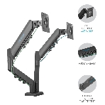 Кронштейн Kromax OFFICE-14 черный, 4 шт/уп. Кр. стал. настол. для 2-х мон. 15'-32', max 2x10 кг, 6 ст. св., нак. +90° -45°, пов. 180°, max VESA 100x100, фото5