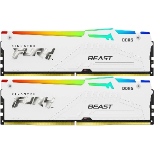Оперативная память Kingston Fury Beast, DDR5, 32Gb (2x16Gb), 5200MHz, CL40, DIMM, с радиаторами, RGB, белый