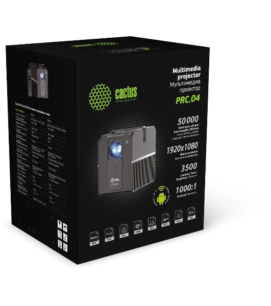 Проектор Cactus CS-PRC.04WT.WUXGA-A LCD 3200Lm (1920x1080) 2000:1 ресурс лампы:30000часов 1xUSB typeA 1xHDMI 1.35кг