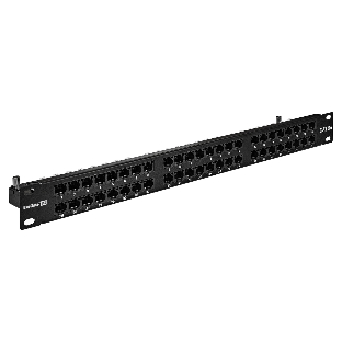 Патч-панель UTP 19' 48 port кат.5e ExeGate разъем KRONE&110 (dual IDC), 1U, RoHS, черный