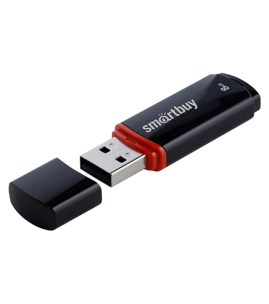Флешка USB Smartbuy Crown black (SB8GbCRW-K), 8 Gb, USB 2.0, R/W 15/5, черный/красный