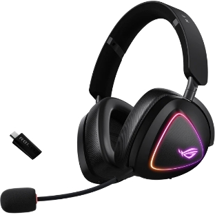 Гарнитура ASUS ROG Delta II чёрный, беспроводная + проводная, Bluetooth, подсветка