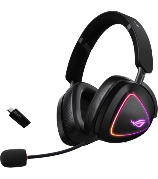 Гарнитура ASUS ROG Delta II чёрный, беспроводная + проводная, Bluetooth, подсветка