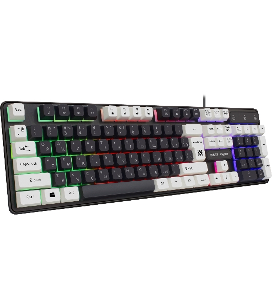 Клавиатура проводная Defender Dark Knight GK-077, USB, черный/белый