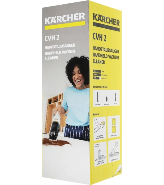 Пылесос ручной Karcher CVH 2 белый/черный, питание от аккумулятора, 70 Вт, уборка сухая, пылесборник контейнер 0.15 л