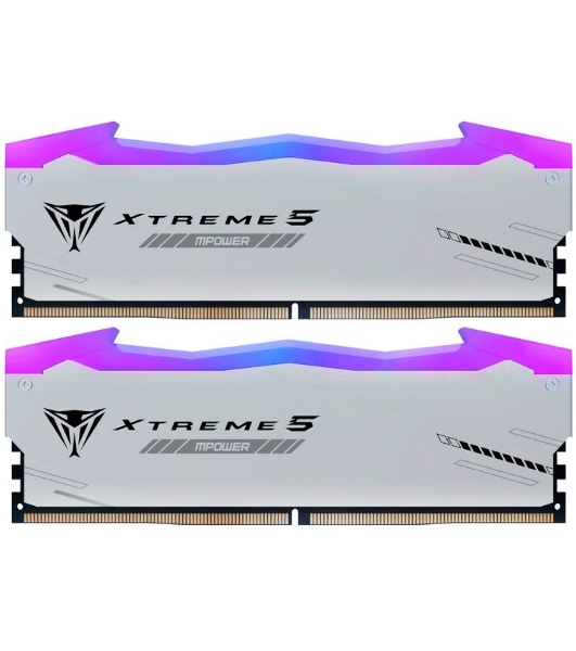 Оперативная память Patriot Viper Xtreme 5, DDR5, 32Gb (2x16Gb), 6400MHz, CL32, DIMM, с радиаторами, RGb, серебристый