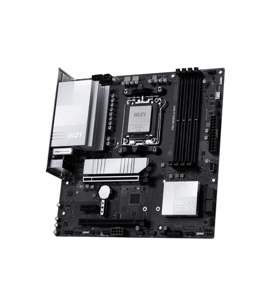 Материнская плата MSI PRO B850M-A WIFI, AM5, AMD B850, 4xDDR5, 4xSATA, 2xM.2, 1xPCIe 5.0 x16, 1xPCIe 4.0 x4, 1xPCIe 3.0 x1, 1xDP, 1xHDMI, 1x5Gb LAN, Wi-Fi 7, Bluetooth 5.4, 2xUSB-C 10Gbps, 3xUSB-A 10Gbps, 3xUSB-A 5Gbps, 4xUSB-A 2.0, 3x3.5 мм, 7.1, mATX