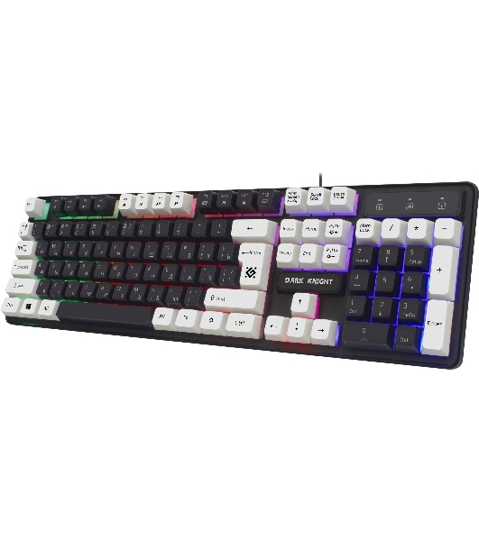 Клавиатура проводная Defender Dark Knight GK-077, USB, черный/белый