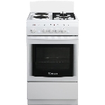 Плита комбинированная De Luxe 506022.03гэ(щ) ЧР-030 белый/черный, конфорок газовых 2 шт и электрических 2 шт, духовка 54 л, 50 см x 85 см x 60 см, фото 1