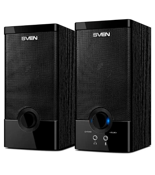 Колонки SVEN SPS-603 черный USB-порт ПК, ноутбука или адаптер 5V DC
