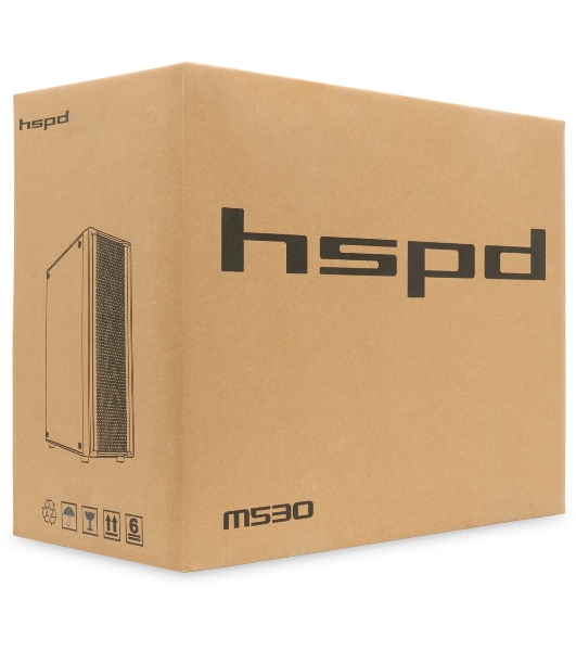 Компьютерный корпус без блока питания HSPD M530, Mesh Mid Tower, Black, TG, 0.4 SPCC, no fans ATX, mATX, mITX 155/290/200mm 2x2.5', 2x3.5', 7xPCI 1xUSB-A 3.0, 2xUSB-A 1.0 335x193x445mm