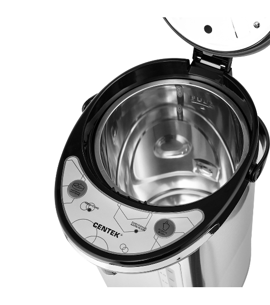 Термопот Centek CT-1084 сталь, 6.0 л, 750 Вт, 2 способа подачи воды, двойная защита от перегрева