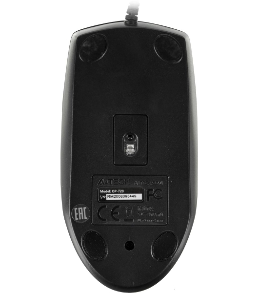 Мышь проводная A4Tech OP-720 черный, 1000 dpi, PS/2, кнопки - 3