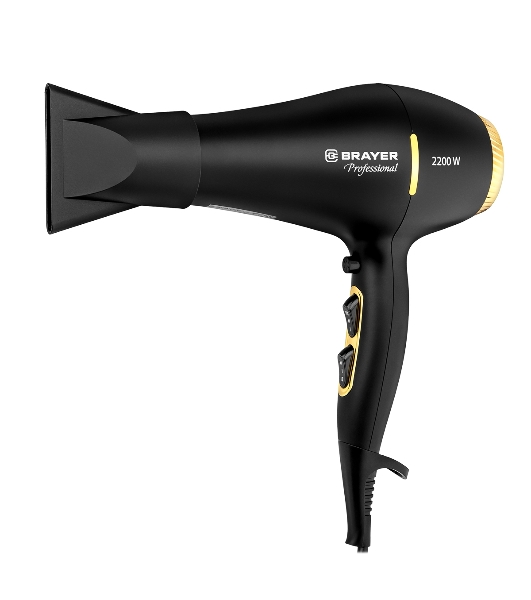 Фен BRAYER BR3010 черный/золотистый, 2200 Вт