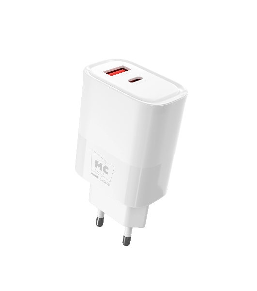 Сетевое зарядное устройство MORE CHOICE NC81 СЗУ 1USB+1Type-C 3.0A PD 20W+ QC3.0, белый