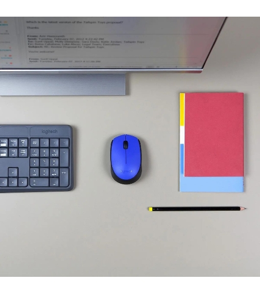 Мышь беспроводная Logitech M171 синий, 1000 dpi, радиоканал, USB, кнопки - 3