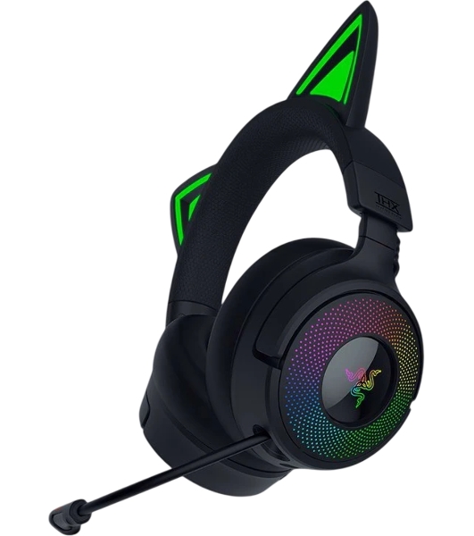 Гарнитура Razer Kraken Kitty V3 Pro чёрный, беспроводная + проводная, радиоканал, до 70 ч, подсветка