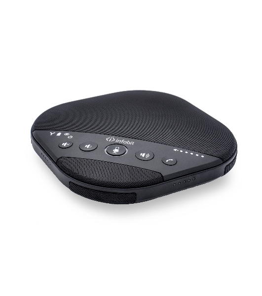 Спикерфон Infobit [iSpeaker M600] Комплект беспроводных всенаправленных спикерфонов, 5,8G, 5-метровый захват на 360 градусов, можно объеденить в каскад до 2х штук. Для помещений до 100 квадратных метров и 30 человек.