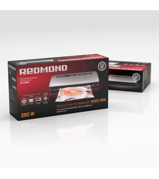 Вакуумный упаковщик Redmond RVS-M020 120Вт серебристый/черный